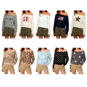 Maglione Pullover da Donna <span class=keywords><strong>con</strong></span> Spalle Scoperte e Motivo Floreale Intarsiato 2027 - Product Image 6