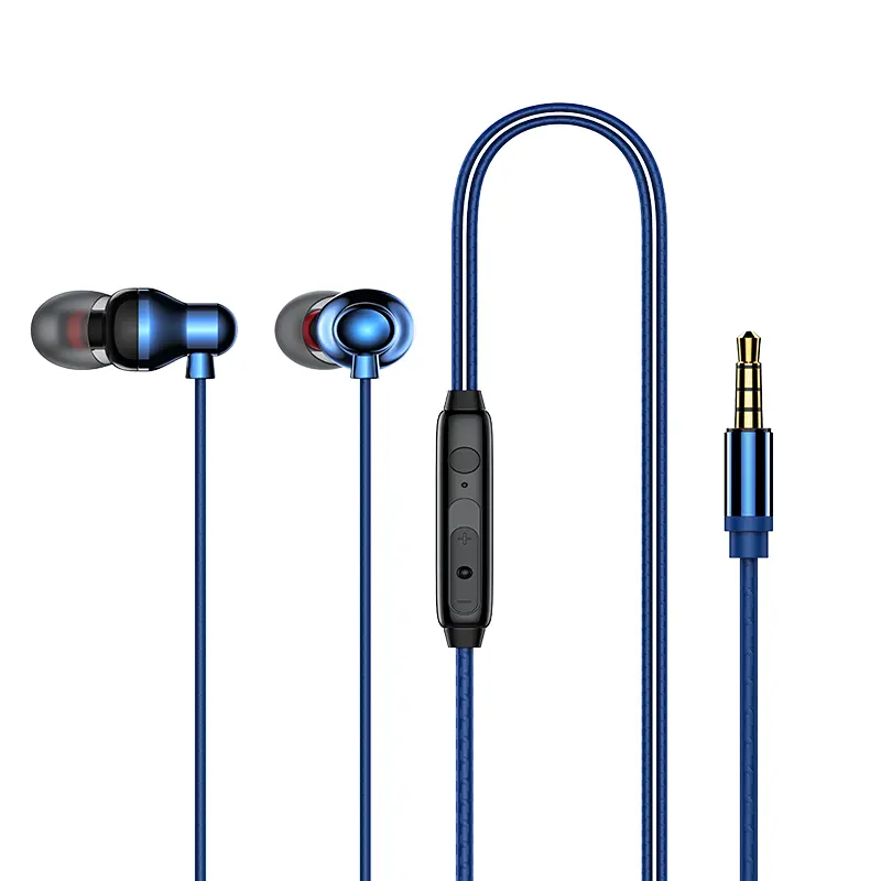 Recci metal Shocked sound effect wired earphone Sound insulation earbuds and noise reduction headset for mobile phone