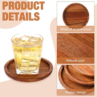 CNGLEE Ensemble de sous-verres réutilisables en bois d'acacia écologique, support moderne, diamètre 300 mm, épaisseur 10 mm, protection de table pour la maison et les restaurants