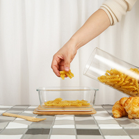 Bocaux de rangement ronds en verre borosilicate de haute qualité avec couvercle en bambou