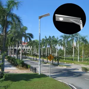 Venda direta de fábrica, 30w alimentado por energia solar iluminação de rua 90w led silicone 30ah bateria de íon de lítio com 5m pólo