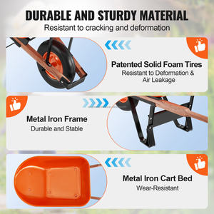 <span class=keywords><strong>Carretilla</strong></span> de 6 pies cúbicos <span class=keywords><strong>Carretilla</strong></span> de Jardín de Una <span class=keywords><strong>Rueda</strong></span> con Capacidad de Carga de 330 Libras y Ruedas de 16 Pulgadas de Ancho - Product Image 6