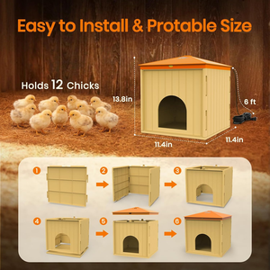 Poultry Winter <b>Heater</b> Smart Auto Temperature Control Heat Circulating Fan Brooder Coop UL Compliant Safe Chick Device - Product Image 6