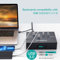 Sipolar A-223 Hub USB 3.0 de 20 Puertos con 200W de Potencia Industrial, Sincronización de Datos de 5Gbps, Estación de Carga Rápida de 2A para Teléfonos y Dispositivos