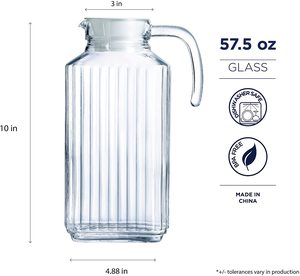 <span class=keywords><strong>Pichet</strong></span> à eau en verre, pour boire de l'eau, avec couvercle en <span class=keywords><strong>plastique</strong></span>, 1100 litres, (57 37.2-once), <span class=keywords><strong>1</strong></span>.7 ml, <span class=keywords><strong>1</strong></span>/4 oz, ustensiles domestiques - Product Image 2