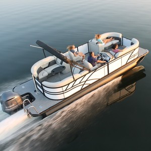 Luxe certifié CE fête de famille Tritoon eau <span class=keywords><strong>Alu</strong></span> Sport pêche Yacht aluminium ponton bateau - Product Image 2
