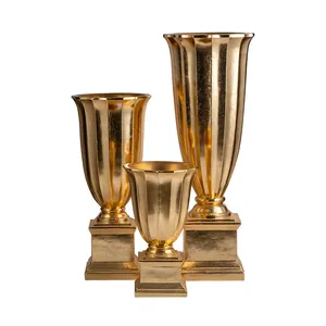 Düğün Centerpiece için klasik altın çiçek vazolar Centerpieces düğün vazo için 48 inç trompet uzun vazolar