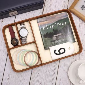 Modern Nightstand Drawer Pu Leather Desk Organizer Household Luxury Valet <b>Tray</b> - Product Image 5