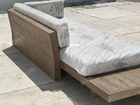 Muebles de Jardín de Lujo para Patio, Resistentes a la Intemperie, Sofá Largo de Teca Maciza para Exteriores con Diseño de Mesa Lateral