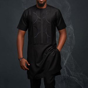 Camicia Nera da Uomo <span class=keywords><strong>Stile</strong></span> Africano, Vestito Lungo Slim Fit, <span class=keywords><strong>Abbigliamento</strong></span> <span class=keywords><strong>Maschile</strong></span> Primavera-Estate 2022, Camicia Lunga Etnica da Uomo, Taglie Grandi fino a 3XL - Product Image 4