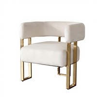 Fauteuil d'appoint au design moderne en forme de baril avec pieds en métal doré et revêtement en velours doux pour salon, bureau et zones de réception