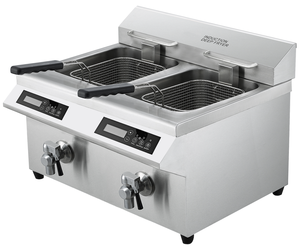Friteuse professionnelle double 8L+8L en acier inoxydable 3500W/5000W avec contrôle par capteur pour cuisine et restaurant AM-CD24F201 - Product Image 3