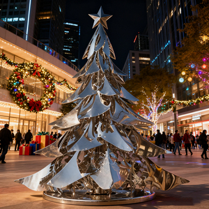 Scultura in Acciaio Inossidabile Personalizzata, Albero Astratto Gigante Sfaccettato per Decorazione di Piazze, Parchi e Aree Urbane - Product Image 5