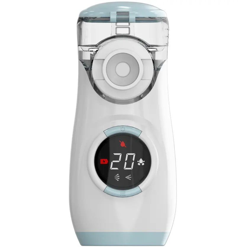 デジタルディスプレイ超音波メッシュネブライザーポータブルハンドヘルドミニネブライザー、自己洗浄吸入器付き