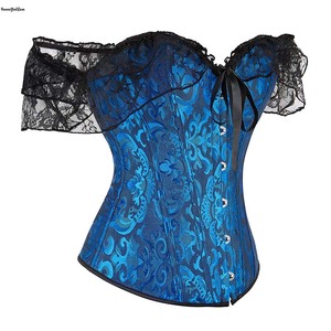 Quần áo cưới phụ nữ giữ gìn cơ thể thổ cẩm cổ điển bodices 12 xương thép Bustier và Corset với ren tay áo - Product Image 3