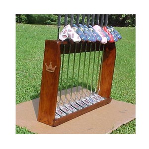 Présentoir de sol rouge en bois massif pour 10 couvre-têtes de clubs de golf <span class=keywords><strong>Scotty</strong></span> <span class=keywords><strong>Cameron</strong></span> Putters - Product Image 1