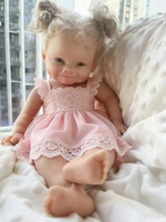 Poupée Reborn en Silicone Plein Corps de 16 Pouces avec Cheveux Blonds Implantés, Yeux Réalistes et Corps Souple – Idéale pour les Collectionneurs d'Art et les Cadeaux pour Enfants