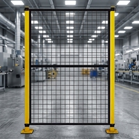 Grillage en acier thermolaqué jaune et noir, modulaire, facile à installer, pour la protection des machines industrielles, clôture de sécurité pour robots