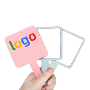 Plastic Hand Square Make up Mirror Travel with Handle Custom UV Print Logo