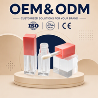 Tubes de gloss à lèvres carrés en plastique vides OEM ODM 4 ml avec bouchon à vis, emballage cosmétique couleur personnalisée pour gloss à lèvres