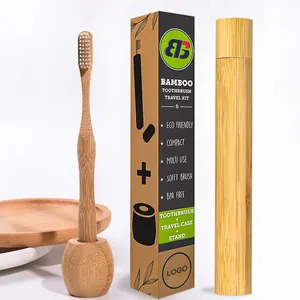Umwelt freundliches tragbares Bambus-Reiseset Bio-Bambus-Zahnbürsten Stand & Cover Bambus-Zahnbürste