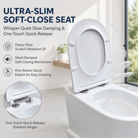Kloset Duduk Tanpa Bingkai MWD Keramik P Trap 180mm Floating WC Pan Suite untuk Proyek Kamar Mandi Hotel Grosir OEM