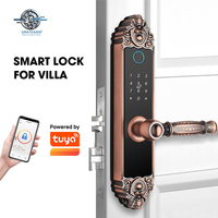 Neues Design Tuya WiFi Smart Türschloss mit Fingerabdruck, Karte, Passwort und Anti-Diebstahl-Alarm für Smart Villen