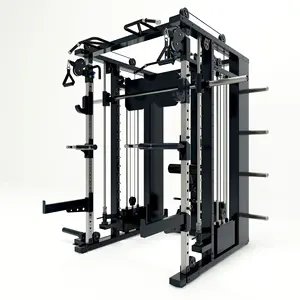 Kommerzielle Fitness geräte 4-in-1-Multifunktions-3D-Smith-Maschinentrainer Power Rack mit Kabel kreuzung