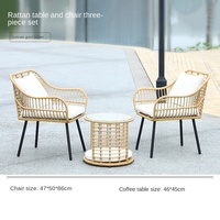 Ensemble de terrasse transfrontalier en PE, style moderne et épuré, trois pièces, table basse et chaises 2 places pour le thé de l'après-midi