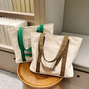 Custom Blank Diy Vest Simple One Shoulder Sail Shopping Canvas Cotton Tote Bag With Canvas Handles