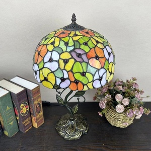 LongHuiJing 12Inch European Stained Glass Flower Lampshade Handcrafted Multicoloured AC Powered LED Adjustable Eco-Friendly - Product Image 5