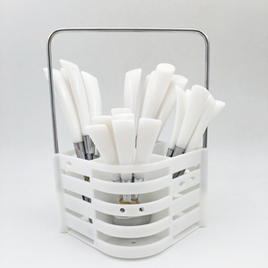 Ensemble de couverts en acier inoxydable vert de 24 pièces avec poignée en PP créative et unique, vaisselle d'hôtel - Product Image 2