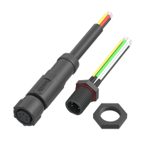 AHUA 5PIN Extended Male Female Wire Harness M08 Circular Nylon 1A DC Power Connector IP68 5P Led Lighting Waterproof Plug