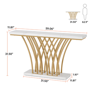 <span class=keywords><strong>Table</strong></span> <span class=keywords><strong>console</strong></span> de luxe FYZK en or, plateau en faux marbre, base en métal à grille miroir, meubles d'entrée et de couloir, OEM - Product Image 6