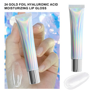 20g Large Capacity Unlabeled Empty Bottle In Stock 24K Gold Foil Hyaluronic Acid Lip <b>Gloss</b> Laser <b>Clear</b> Lip Glaze - Product Image 5