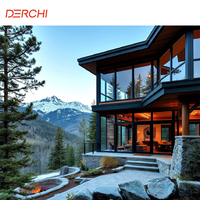 Ventana Panorámica de Aluminio Circular Moderna DERCHI, Diseño de Triple Acristalamiento Templado, para Villa Americana o Canadiense, Estilo Fijo y Abatible