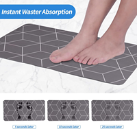 Tapis de bain super absorbant en diatomite doux, antidérapant, 23,6 x 15,4 pouces, pour cuisine et salle de bain - Facile à ranger et à laver, noir