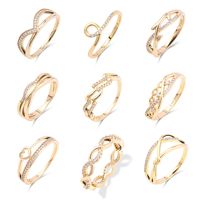 Bagues Personnalisées Plaqué Or 18K Bijoux Cœur Papillon Serpent avec Zircon Cubique Pierre Précieuse Diamant en Laiton pour Femme