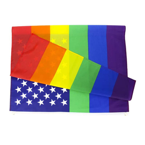 Hot bán nhà máy trực tiếp tùy chỉnh cùng một giới tính kỳ nghỉ 3 * 5ft Polyester Bunting đôi phun đầy màu sắc LGBT niềm tự hào Sao cầu vồng cờ - Product Image 5