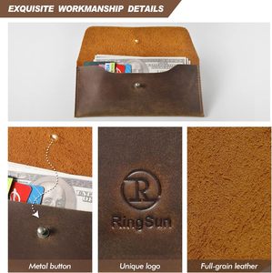 <span class=keywords><strong>Portafoglio</strong></span> Vintage <span class=keywords><strong>in</strong></span> <span class=keywords><strong>Pelle</strong></span> PU Ringsun per Uomo, Buste Porta Contanti Riutilizzabili, Clutch Retrò Marrone - Product Image 5