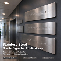Plaques Tactiles Personnalisables en Acier Inoxydable avec Braille – Marqueurs de Direction Publics à Points en Relief pour Ascenseurs, Halls et Zones de Service