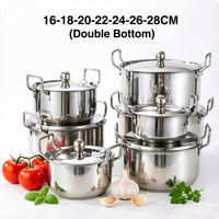 Ensemble de casseroles et marmites en acier inoxydable de 14 pièces, 16-28 cm, avec fond composite, articles de cuisine pour la maison et les restaurants