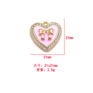 Heart <b>Bow</b> Charms Zinc Alloy Pearl Rhinestone Pendant For Jewelry Bracelet Keychain Gift Unisex F0097 - Product Image 4