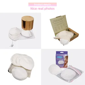 Coussinets d'allaitement réutilisables en bambou biologique pour femmes, prix d'usine, tampons de soutien-gorge lavables avec boîte, 50 pièces