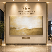 Peinture à l'huile en bas-relief texturée beige doré brumeux Horizon, cadre doré, art mural pour chambre d'hôtel, tête de lit, mur d'accentuation, sur mesure en gros