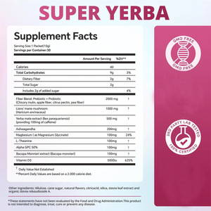 Bebida Energética Instantánea de Yerba <span class=keywords><strong>Mate</strong></span> en Polvo, Sabor Frambuesa, con Ashwagandha, Melena de León, Vitamina D3 y Extractos Herbales Mixtos - Product Image 5