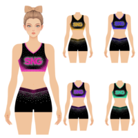 Tenue d'entraînement de cheerleading scintillante avec strass pour enfants et adolescents, tailles plus, combinaison de cheerleading en spandex/polyester OEM SNG