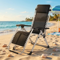 Chaise longue pliante en métal à gravité zéro avec appui-tête rembourré, accoudoirs ergonomiques, chaise de plage pour extérieur, patio, piscine