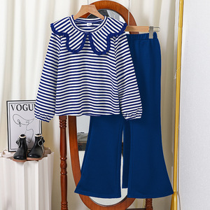 Ensemble de vêtements pour filles de 8 à <span class=keywords><strong>12</strong></span> <span class=keywords><strong>ans</strong></span>, printemps 2026, vêtements de boutique pour enfants, <span class=keywords><strong>sweat</strong></span>-shirt à manches longues rayé, pantalon évasé, mode coréenne pour enfants - Product Image 3