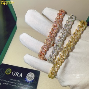 Joyería de Moda de Lujo, Plata de Ley 925, Estilo Hip Hop, Brazalete de Moissanita Vvs de 8 mm, Joyería Fina, Cadena Cubana, Brazalete de Moissanita - Product Image 2